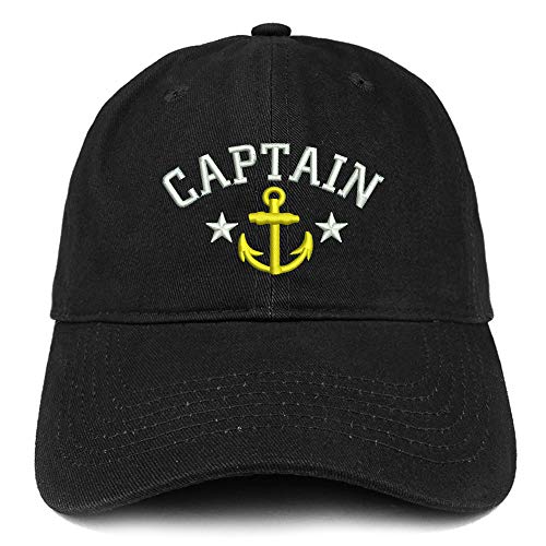 Trendy Apparel Shop Captain Embroidered Soft Crown 100% Brushed Cotton Cap