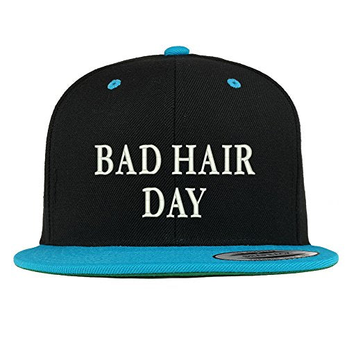 Trendy Apparel Shop Bad Hair Day Embroidered Premium 2-Tone Flat Bill Snapback Cap