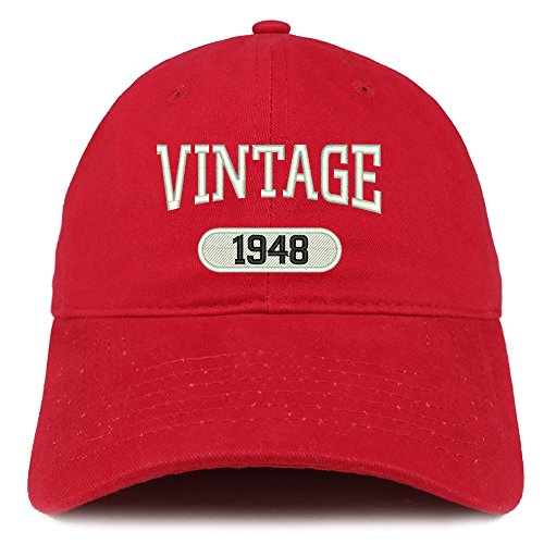 Trendy Apparel Shop Vintage 1948 Embroidered 73rd Birthday Relaxed Fitting Cotton Cap