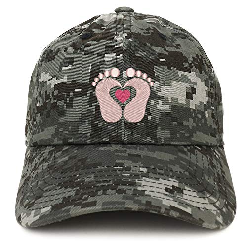 Trendy Apparel Shop Baby Feet Embroidered Brushed Cotton Cap