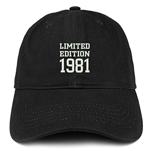 Trendy Apparel Shop Limited Edition 1981 Embroidered Birthday Gift Brushed Cotton Cap