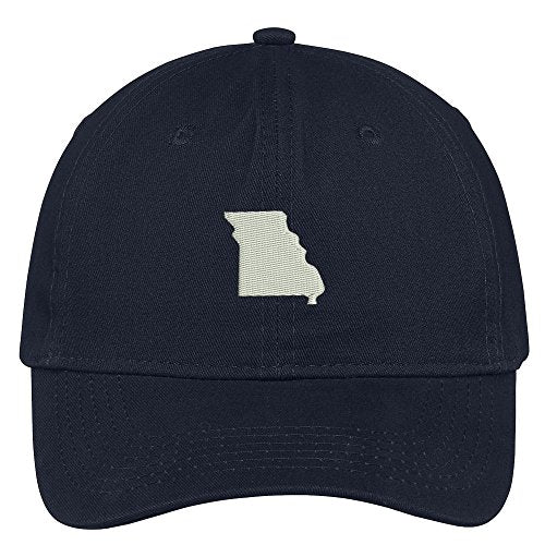 Trendy Apparel Shop Missouri State Map Embroidered Low Profile Soft Cotton Brushed Baseball Cap