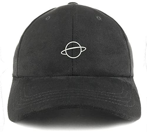 Trendy Apparel Shop Planet Embroidered Faux Suede Leather Adjustable Cap