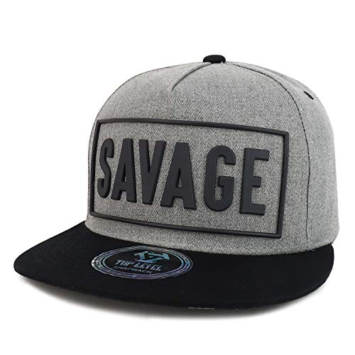Trendy Apparel Shop Rubber Savage Patch 5 Panel Cotton Flatbill Snapback Hat