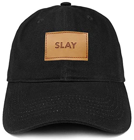 Trendy Apparel Shop Slay Leather Patch Embroidered Cotton Dad Hat