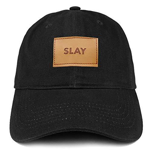 Trendy Apparel Shop Slay Leather Patch Embroidered Cotton Dad Hat