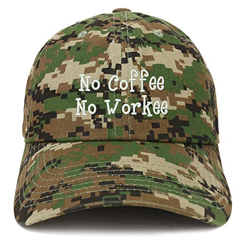Trendy Apparel Shop No Coffee No Workee Soft Crown 100% Brushed Cotton Cap