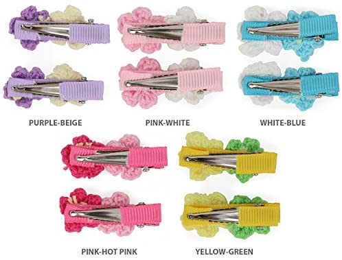 Trendy Apparel Shop Girl's 2 Piece Crochet Flower Hair Clip Barrette 5 Pack Set - ASSORT