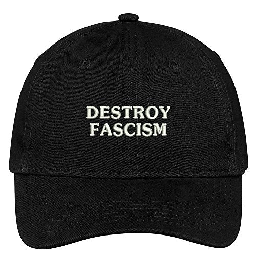 Trendy Apparel Shop Destroy Fascism Embroidered Soft Crown 100% Brushed Cotton Cap