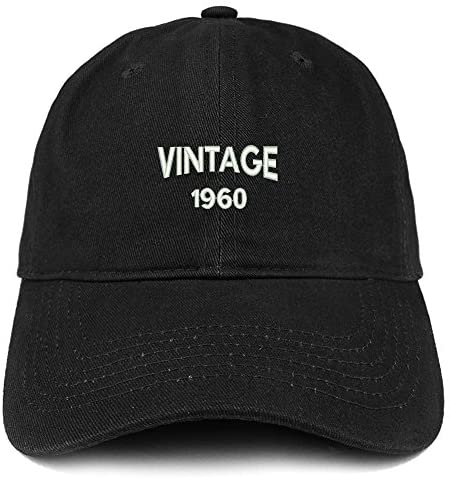 Trendy Apparel Shop Small Vintage 1960 Embroidered 61st Birthday Adjustable Cotton Cap