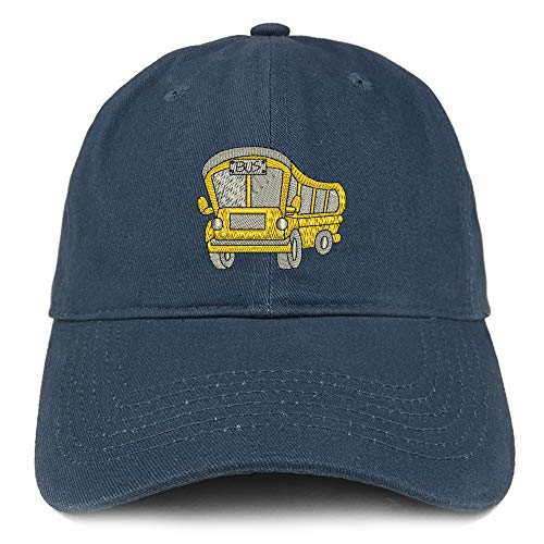 Trendy Apparel Shop School Bus Embroidered Soft Crown 100% Brushed Cotton Cap