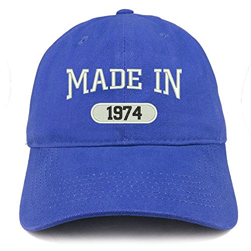 Trendy Apparel Shop Made in 1974 Embroidered 47th Birthday Brushed Cotton Cap