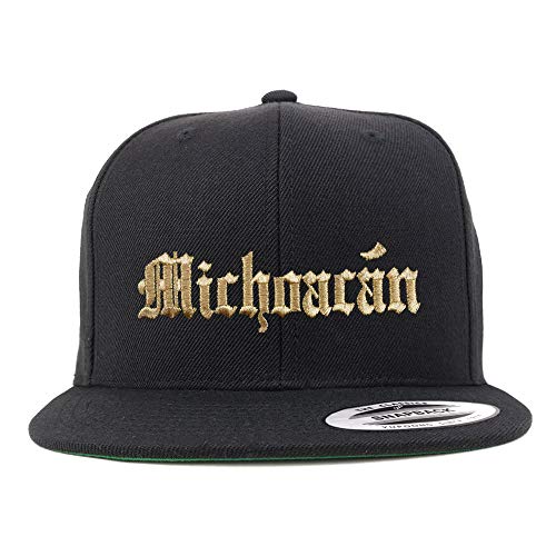 Trendy Apparel Shop Old English Michoacan Gold Embroidered Flatbill Snapback Baseball Cap