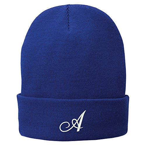 Trendy Apparel Shop Letter A Embroidered Winter Knitted Long Beanie