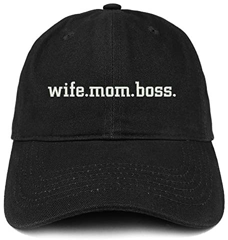 Trendy Apparel Shop Wife Mom Boss One Line Embroidered Cotton Dad Hat