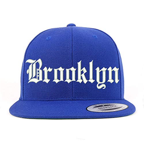 Trendy Apparel Shop Old English Font Brooklyn City Embroidered Flat Bill Cap