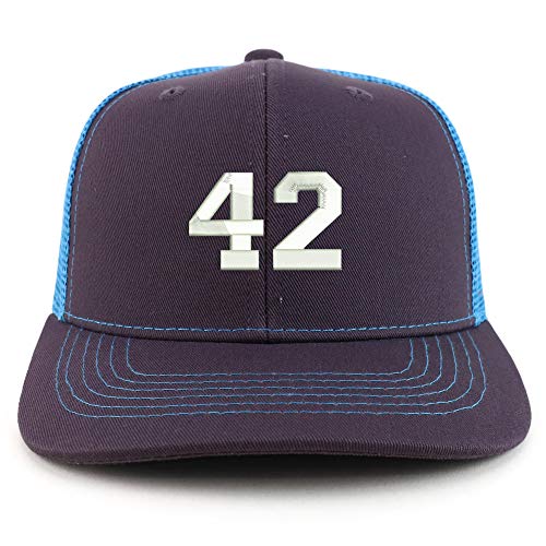 Trendy Apparel Shop Number 42 Collegiate Varsity Two Tone Trucker Baseball Cap