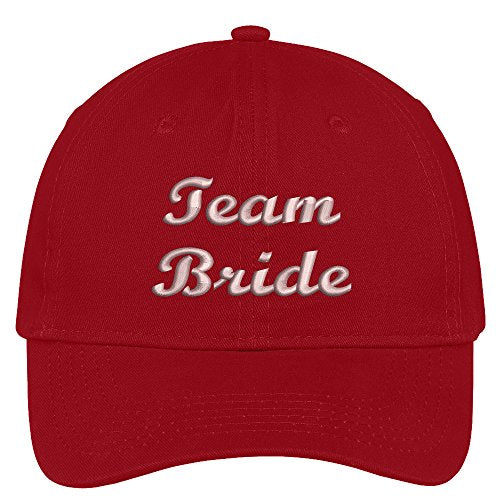 Trendy Apparel Shop Team Bride Script Wedding Theme Embroidered Soft Crown Cotton Cap