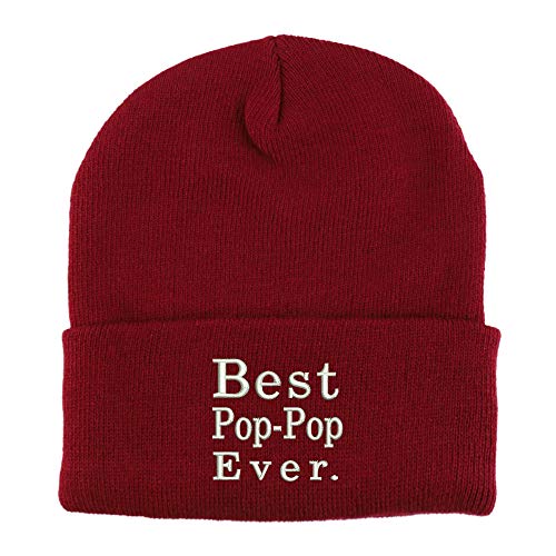 Trendy Apparel Shop Best Pop Pop Ever Embroidered Winter Long Cuff Beanie