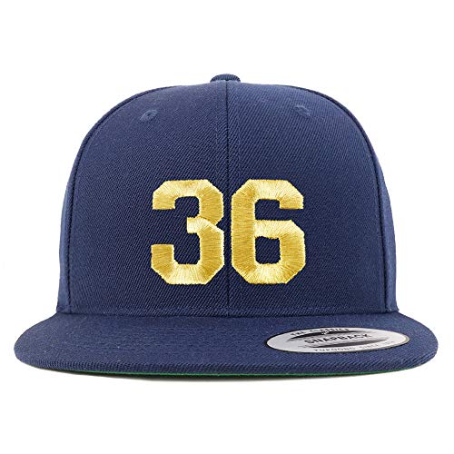 Trendy Apparel Shop Number 36 Gold Thread Flat Bill Snapback Baseball Cap