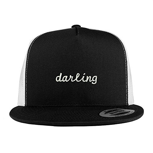 Trendy Apparel Shop Darling Embroidered 5 Panel Flat Bill 2-Tone Trucker Mesh Cap