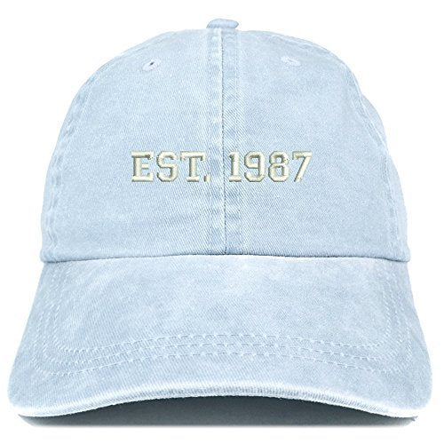 Trendy Apparel Shop EST 1987 Embroidered - 34th Birthday Gift Pigment Dyed Washed Cap