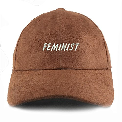 Trendy Apparel Shop Feminist Embroidered Faux Suede Leather Adjustable Cap