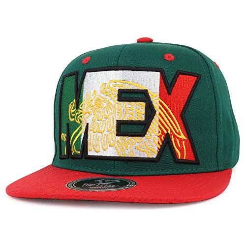 Trendy Apparel Shop Mexico Coat of Arms Symbol 3D Embroidered Flatbill Snapback Cap