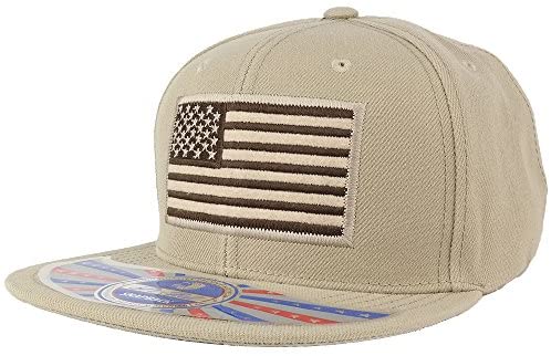 Trendy Apparel Shop USA Large American Flag Embroidered Flat Bill Snapback Cap