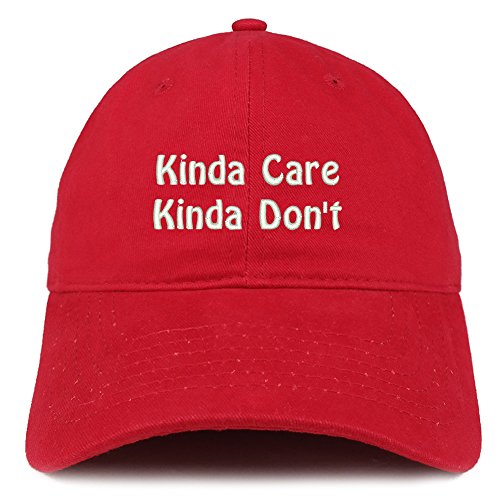 Trendy Apparel Shop Kinda Care Kinda Don't Embroidered Low Profile Brushed Cotton Cap