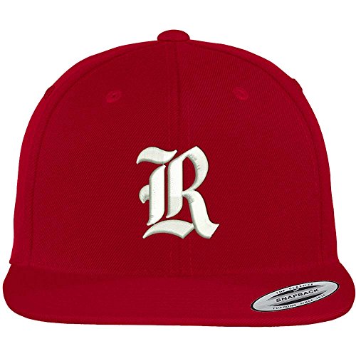 Trendy Apparel Shop Old English R Embroidered Flat Bill Snapback Cap