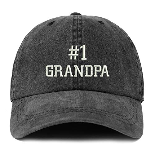 Trendy Apparel Shop XXL Number 1 Grandpa Embroidered Unstructured Washed Pigment Dyed Baseball Cap