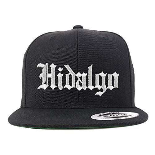 Trendy Apparel Shop Old English Hidalgo White Embroidered Flatbill Snapback Baseball Cap