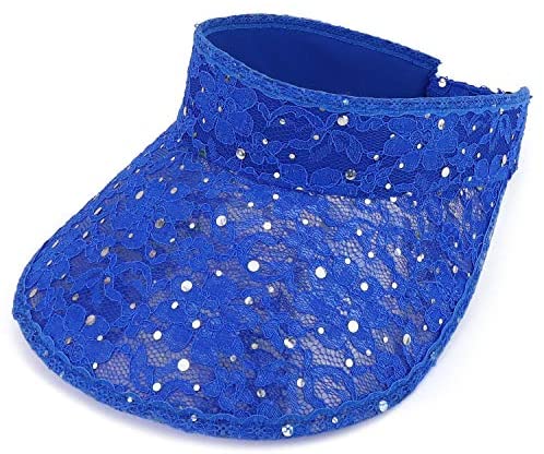 Trendy Apparel Shop Ladies Lace Glitter Summer Sun Visor Hat