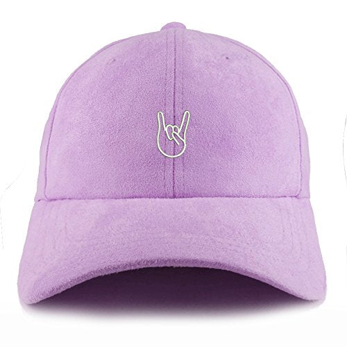 Trendy Apparel Shop Rock on Embroidered Faux Suede Leather Adjustable Cap