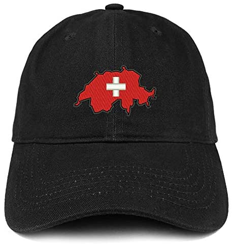 Trendy Apparel Shop Switzerland Map Flag Embroidered Cotton Dad Hat
