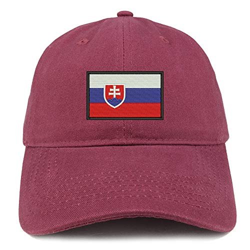 Trendy Apparel Shop Flag of Slovakia Embroidered Soft Crown 100% Brushed Cotton Cap
