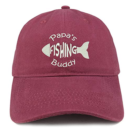 Trendy Apparel Shop Papa's Fishing Buddy Embroidered Soft Crown 100% Brushed Cotton Cap