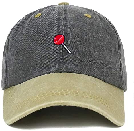 Trendy Apparel Shop Lollipop Patch Pigment Dyed Washed Two Tone Baseball Cap