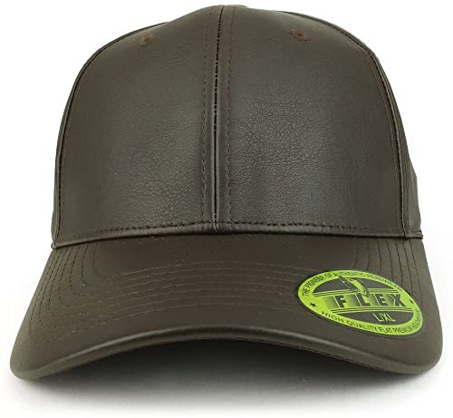Trendy Apparel Shop Flex Fitted PU Leather Structured Baseball Cap