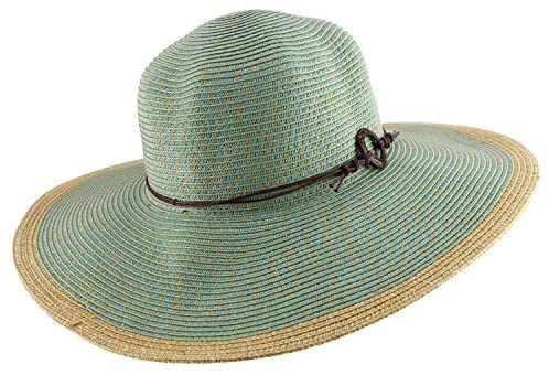Trendy Apparel Shop Women's UPF 50+ Paper Braid Tweed Flat Brim Sun Hat