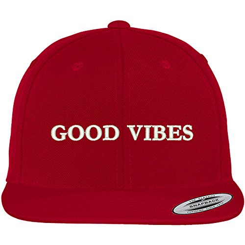 Trendy Apparel Shop Good Vibes Embroidered Flat Bill Snapback Adjustable Cap