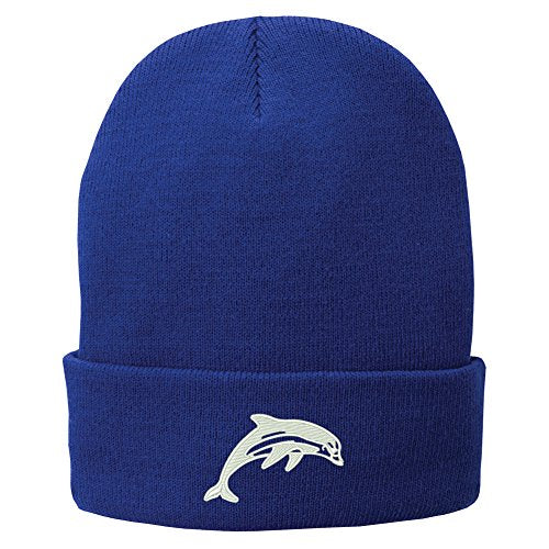 Trendy Apparel Shop Dolphin Embroidered Winter Knitted Long Beanie