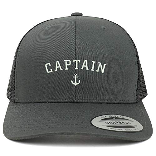 Trendy Apparel Shop Flexfit XXL Captain Anchor Embroidered Retro Trucker Mesh Cap