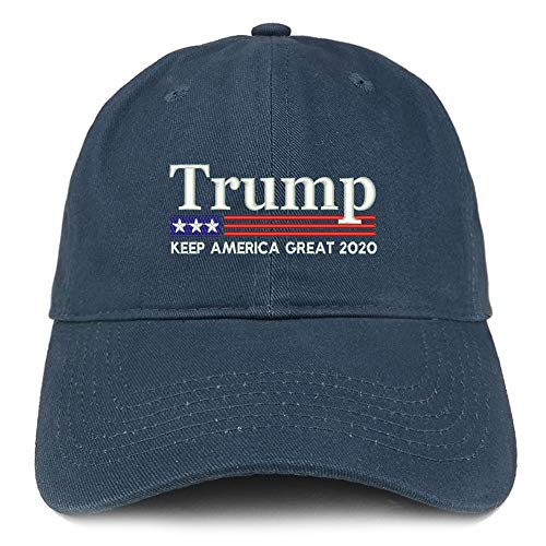 Trendy Apparel Shop Trump Keep America Great 2020 USA Flag Embroidered 100% Cotton Adjustable Cap Dad Hat
