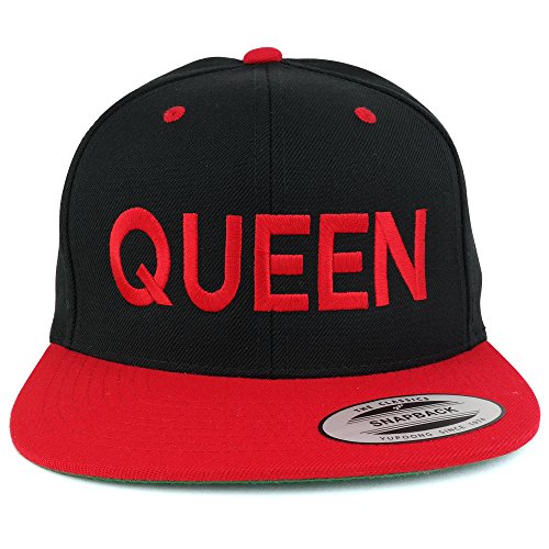 Trendy Apparel Shop Queen Two Tone Embroidered Flat Bill Snapback Cap