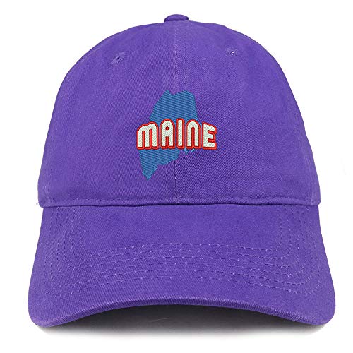 Trendy Apparel Shop Maine Map Embroidered Soft Crown 100% Brushed Cotton Cap