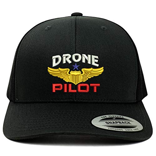 Trendy Apparel Shop Flexfit Drone Pilot Aviation Wing Embroidered Retro fit Trucker Mesh Cap