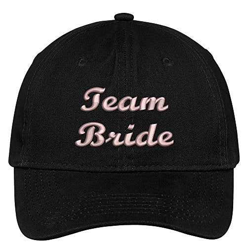Trendy Apparel Shop Team Bride Script Wedding Theme Embroidered Soft Crown Cotton Cap