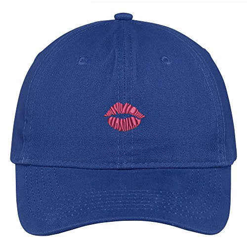 Trendy Apparel Shop Pink Lips Embroidered 100% Quality Brushed Cotton Baseball Cap